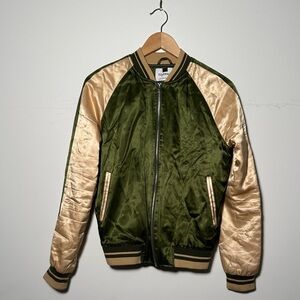 Topman Men’s Olive and Gold Bomber Jacket, size xs